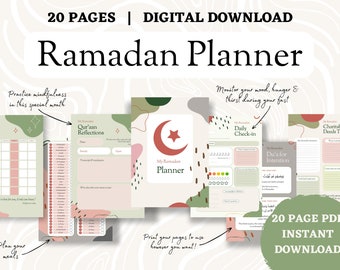 Ramadan Daily Digital Printable Planner 2026, Islamic Self Help, Wellness Tracker, Fasting Journal