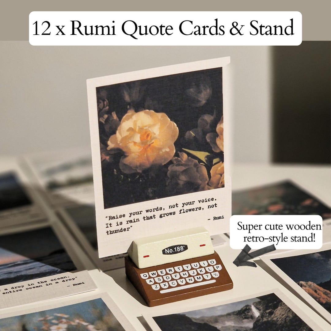 Rumi Quote Card Set - With Retro Typewriter Cardholder | Rumi ...