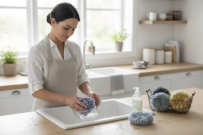 Handmade Cotton Scrubbies: Reusable Kitchen & Exfoliating Scrubbers image 2