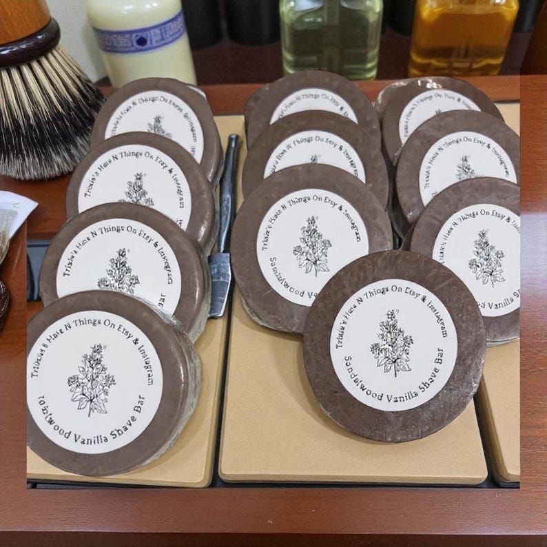 Our sandalwood vanilla soaps are hand poured with a combination of oatmeal and aloe to help provide soothing anti inflammatory properties along with moisturizers to help soothe your skin.