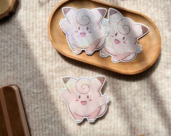 Holographic Kawaii Fairy Die Cut Sticker | Kawaii Monster Vinyl Sticker | Laptop Stickers | Weatherproof Stickers | Die Cut Stickers