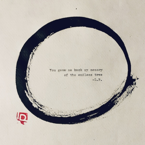 Memo[t]ree / Word Art Ink Poem Sumi-e Typography Letters Writing Enso Circle Drawing Orginal Artwork Reminder Poetry Text Handmade Paper