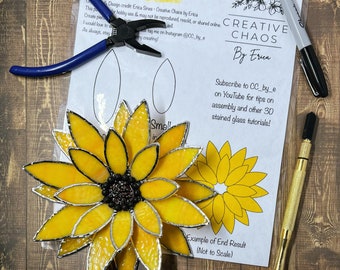 3D Sunflower Stained Glass Pattern