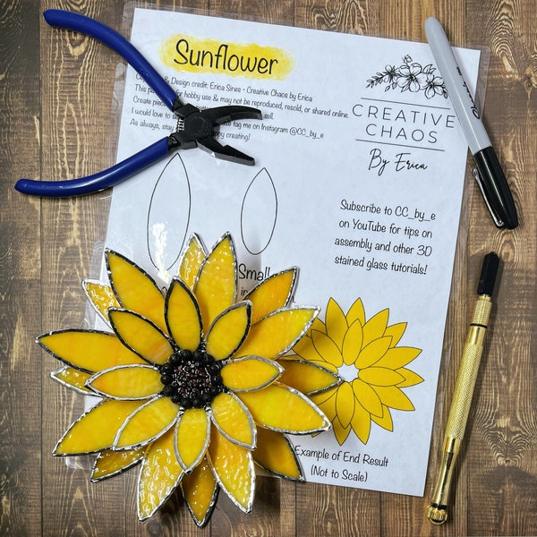 3D Sunflower Stained Glass Pattern