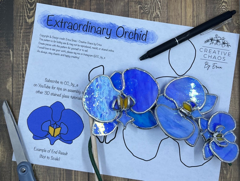 3D Orchid Stained Glass Pattern - Etsy