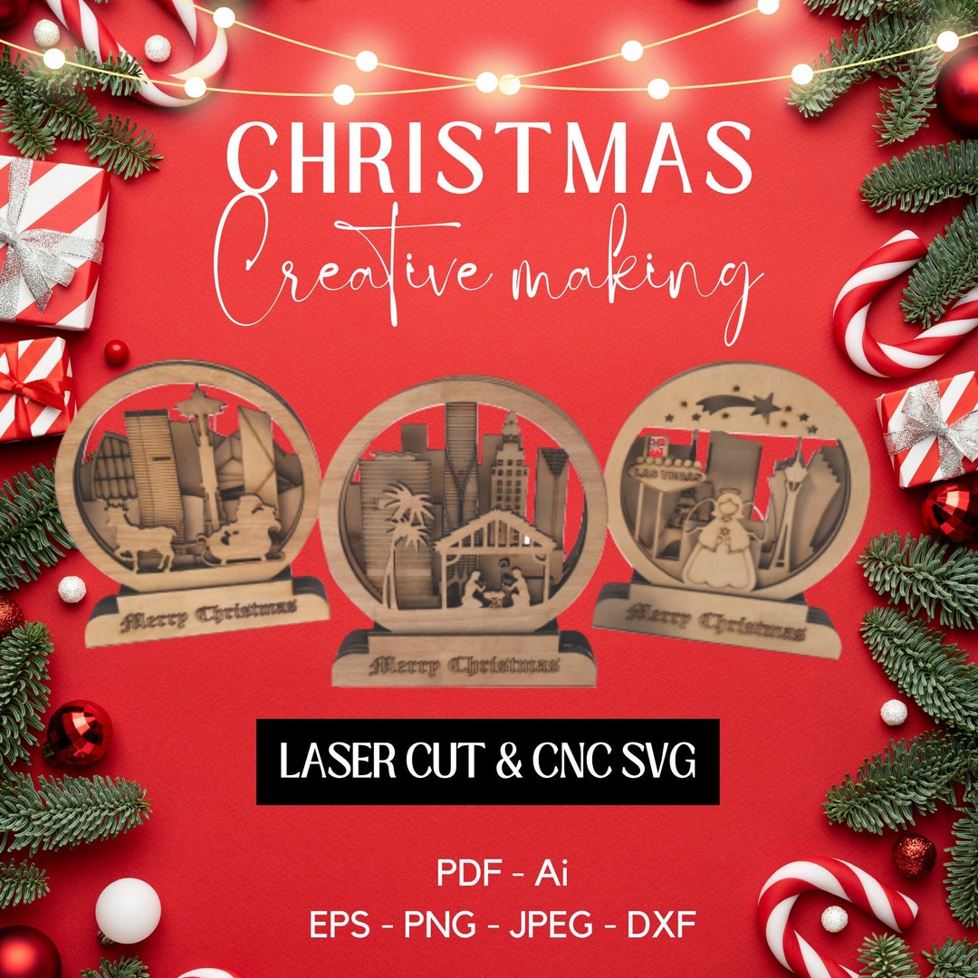 Christmas Scene Laser Cut/cnc File - Downloadable - Cnc Router Plans ...