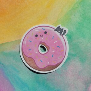 Cute Donut with Cat Matte Vinyl Sticker