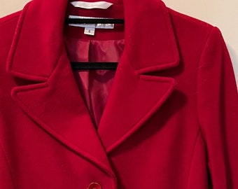 Larry Levine Red Wool Coat - Etsy UK