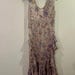 Chiffon Tea-length Pleated Dress with Floral Waist Detail Vintage Mauve