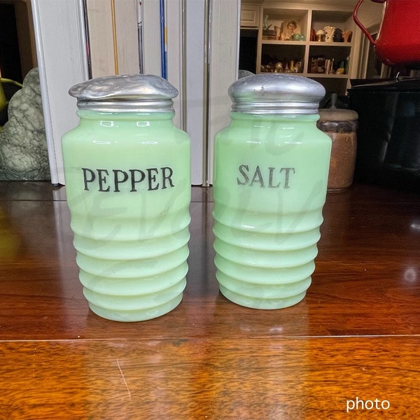 Fire Jadeite Salt and Pepper Shakers