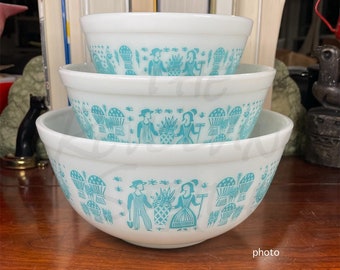 Pyrex Amish Butterprint Turquoise / White Mixing Bowl - Choice