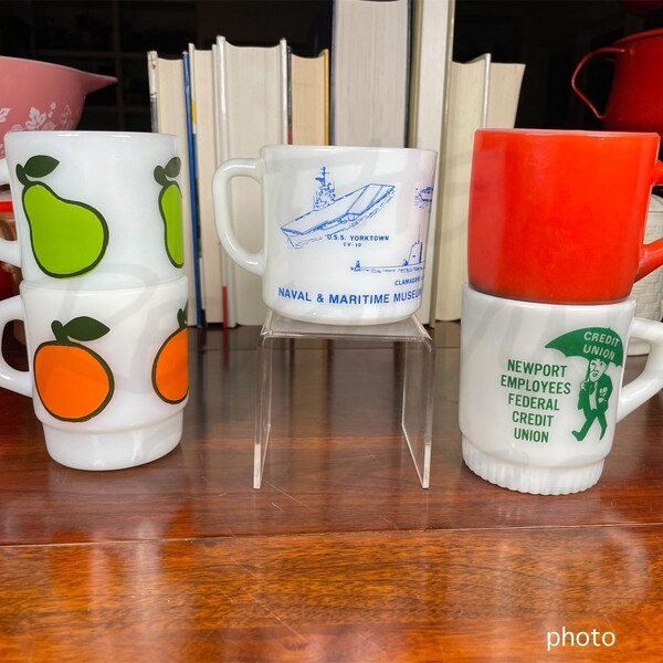 TASSE VINTAGE DUO MUG HOTCEMEL NUTRICIA - ANCHOR HOCKING USA, ORANGE, COLLECTOR