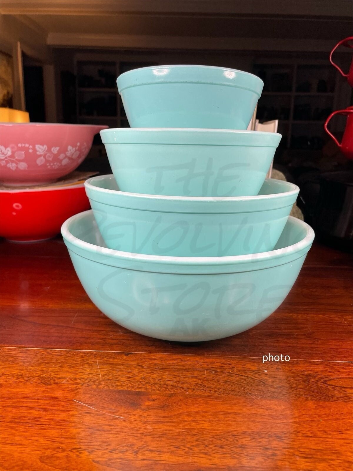 Vintage teal deals pyrex set