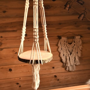 Macrame Plant Hanger, Boho Design, Boho Decorations, Bohemian Interior, Wedding Decor, Flowers Hanger, Wooden Tray