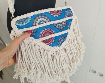 Colorful Macrame Crossbody Bag | Boho Tassel Purse