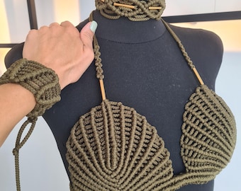CHIC TOP MET MACRAME | Top met macraméschelp | Betoverende strandkleding | Crop top macramé | Festivalkleding | Top strandfeestje | Boho-strandkleding