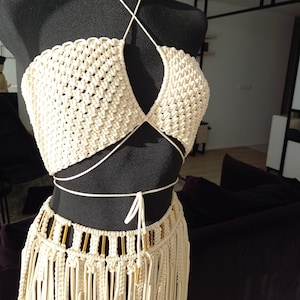 White Macrame Dress, Two Piece Boho Dress, Two Piece Long Dress, Vacation Outfit, Beach Outfit, Beach Wedding Dress, Boho Wedding Dress