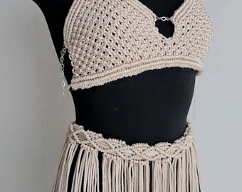 Macrame Two Piece Dress, Boho Festival Fashion