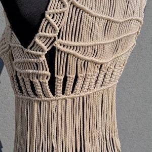 Macrame waistcoat, Tassel waistcoat, Bohemian style outfit, Beach wear