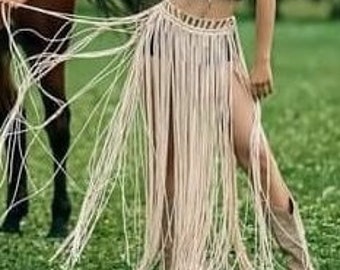 Long Macrame Fringe Skirt | Boho Festival Wear
