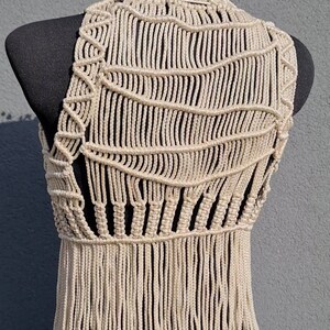 Macrame waistcoat, Tassel waistcoat, Bohemian style outfit, Beach wear