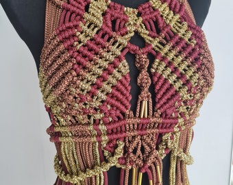Boho macramé top zonder rug | Handgemaakt elastisch koord, festivaloutfit