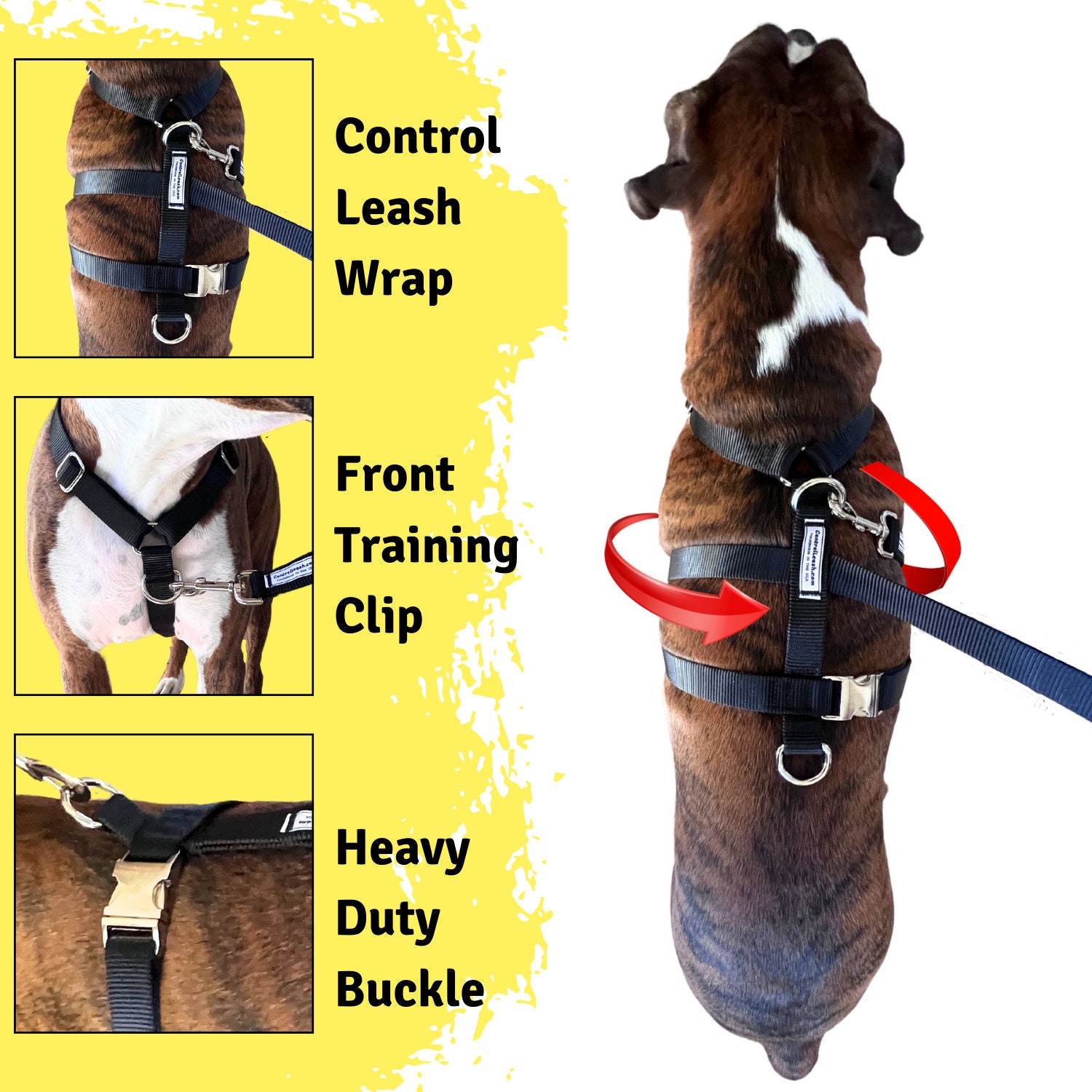 BARKBAY No Pull Dog Harness 3 Buckles Front Clip Heavy Duty