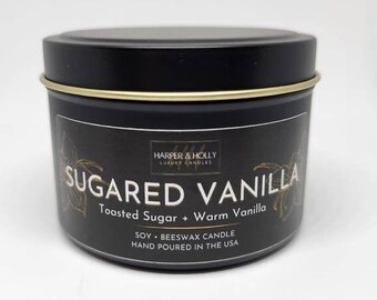 Sugared Vanilla Candle | Vanilla Candle | Soy and Beeswax Candle | Nontoxic Candle | Handmade | Tin Candles