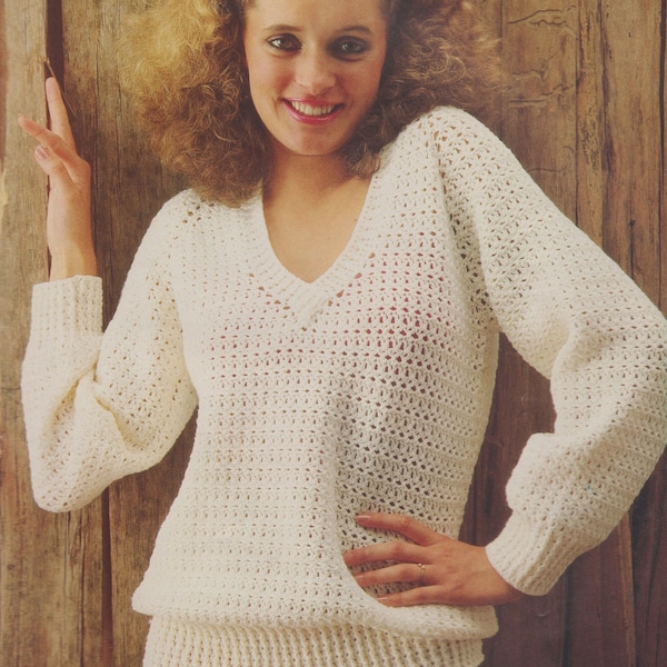 Ladies Crocheted Blouson Sweater pattern