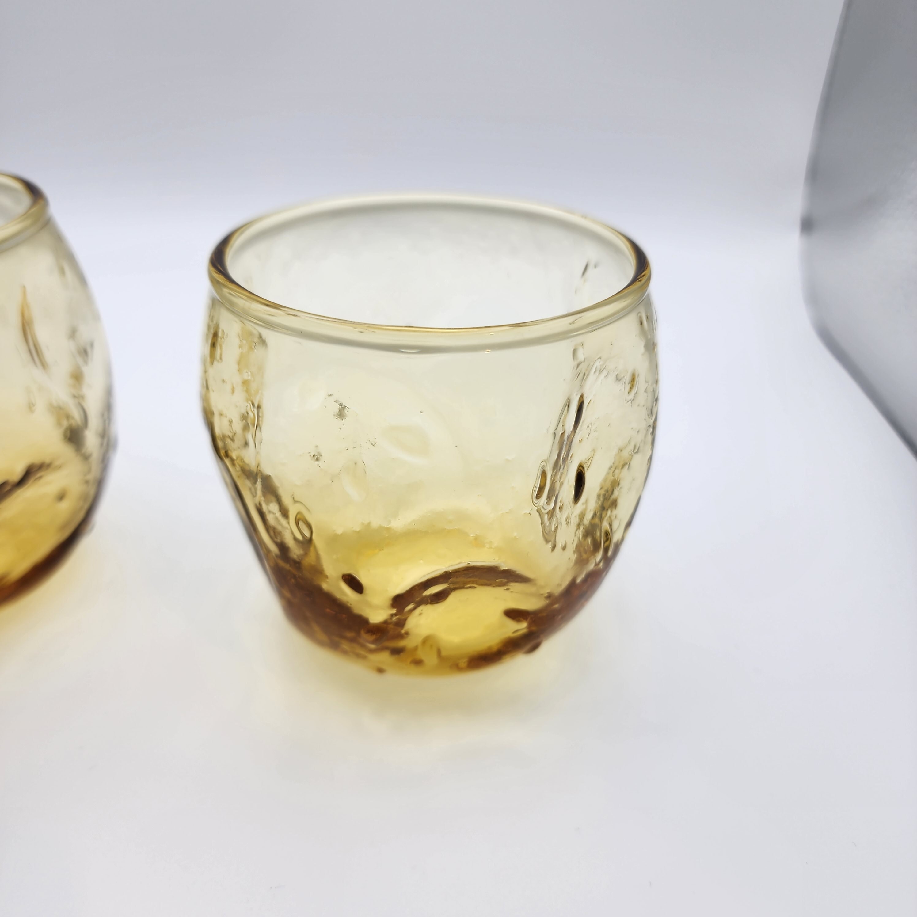 Roly Poly Mid Century Modern Blenko Style Amber Glass Tumblers Set of 2 ...