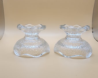 Anchor Hocking Stax 3 Way Textured Candle Holders tealight votive taper Set of 2