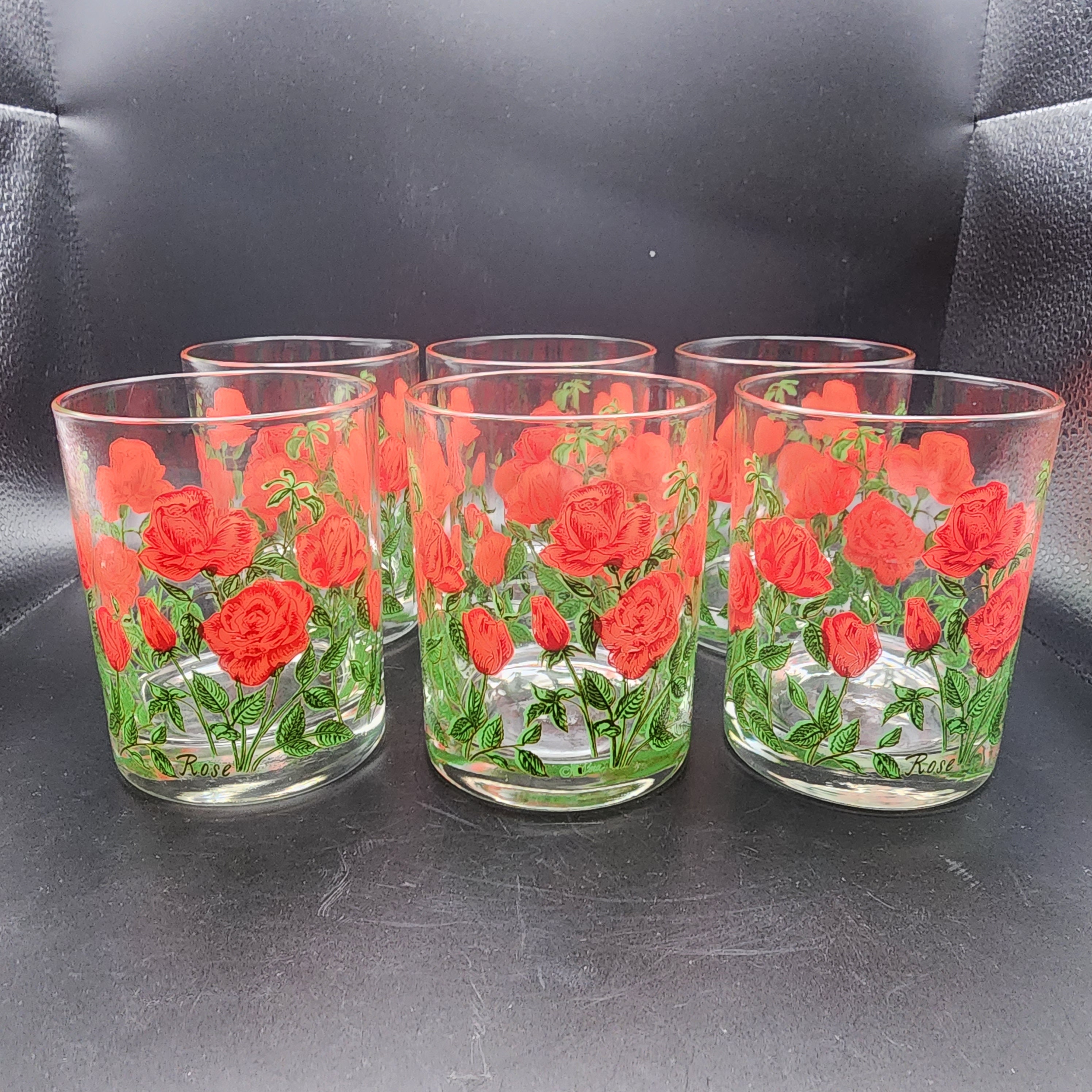 Cera Rose Double Old Fashioned Low Ball Vintage Barware Glasses MCM Set