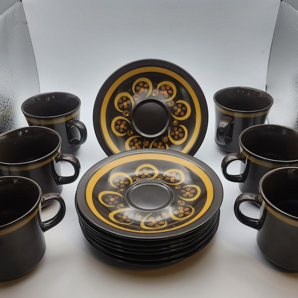 Mikasa Majorca Lodi Coffee or Tea Cup & Saucer Set Service for 6 Vintage China