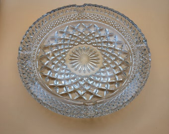 Anchor Hocking Wexford Vintage Ashtray Heavy Crystal Clear Glass Large 8-1/2”