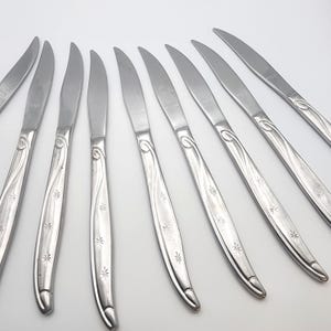 Dinner Knives Vine & Stars Atomic Starburst Stainless Vintage Flatware Set of 9