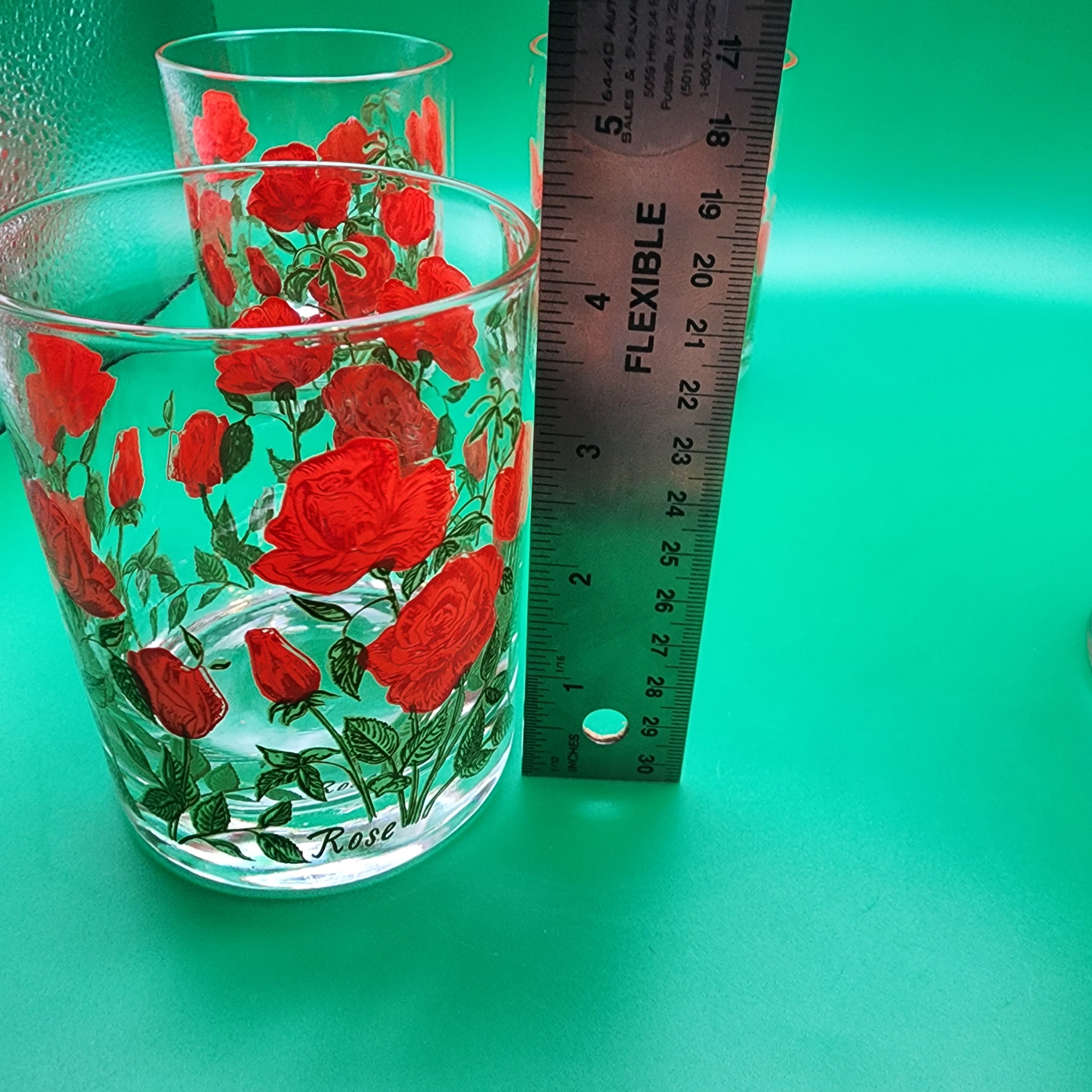 Cera Rose Double Old Fashioned Low Ball Vintage Barware Glasses MCM Set