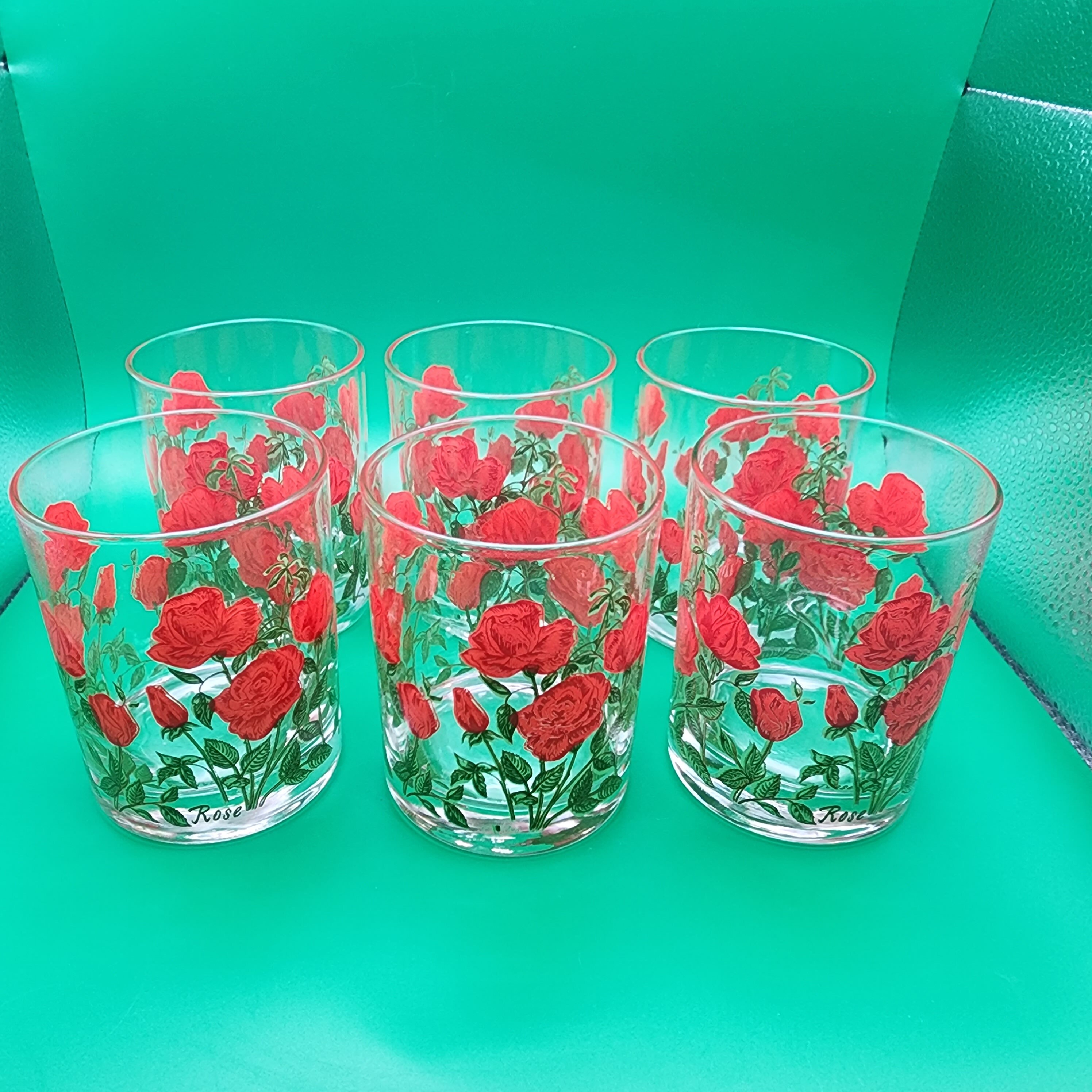 Cera Rose Double Old Fashioned Low Ball Vintage Barware Glasses MCM Set