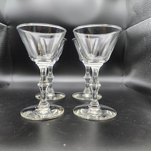 Libbey Georgian Liquor Cocktail Vintage Glasses Bamboo Knob Set of 4 Barware