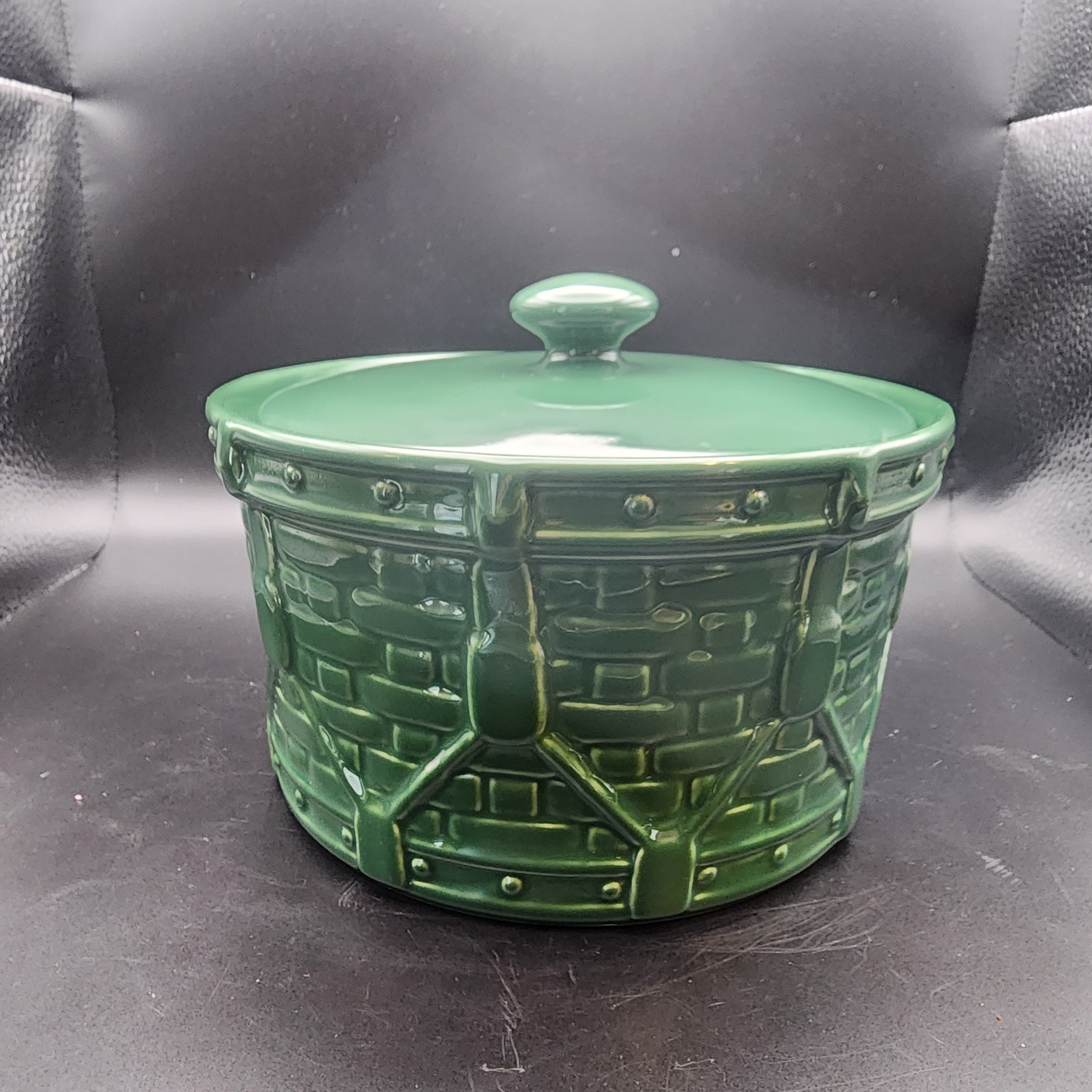 Longaberger Pottery Oven Safe Woven Drum Storage Crock & Lid Etsy