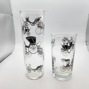 Libbey Carriages Tom Collins Glass &Flat Tumbler Vintage  Bar Ware MCM