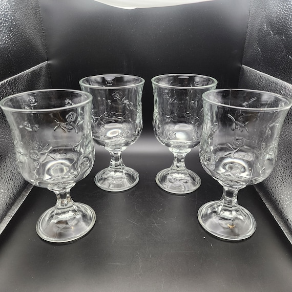 Anchor Hocking Savannah Vintage Clear Water Goblets 7 1/4” Set of