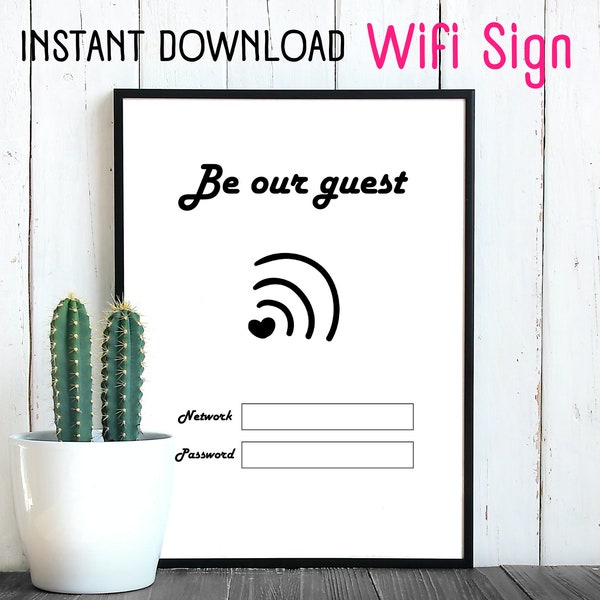 Wifi Login Network Password For your guest(s) | Easy Print From Home | Instant Download PDF | A4 posters