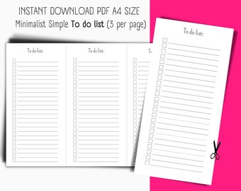 Minimalist Simple To Do List | Easy Print From Home | Instant Download PDF | A4 size