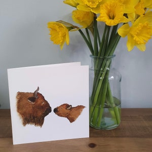Tarjeta de bisonte / Vida salvaje británica / Kent / Wilder blean / Animal salvaje / Mamá y bebé / Reciclado / Lujo / Gracias / Buena suerte / Inspiración /