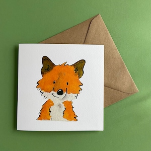 Carte de petit renard | Bonjour carte | carte écologique de luxe | carte animalière | carte renard | carte de la faune britannique | mignon | merci | vierge | renardeau