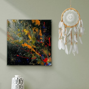Beautiful abstract acrylic painting size 30 x 30 cm, colorful, Acrylic pouring, abstract art