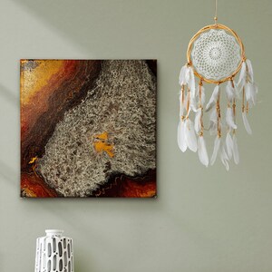 Unique abstract acrylic painting &quot;Magma 1&quot; size 30 x 30 cm, colorful, Acrylic pouring, abstract art