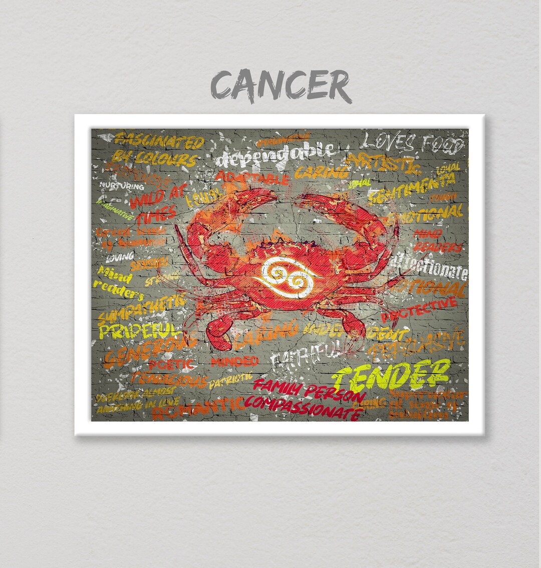 Cancer Graffiti Wall Art, Graffiti Print, Street Art, Cancer Zodiac Art
