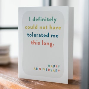 Thanks for Tolerating Me, Funny Anniversary Card, Romantic Humor, Love Card, Anniversary Humor, Anniversary Card