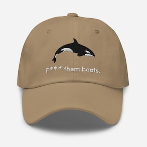 Orca Killer Whale Boat Embroidered Hat | Unisex Dad Hat | Multiple Colors - Funny Clothing - Gifts - Vintage Clothing